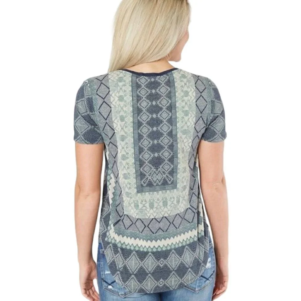 LUCKY BRAND Geometric Burnout Top - Size Large